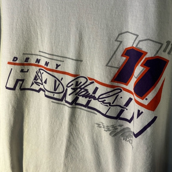 Denny Hamlin #11 NASCAR FedEx Joe Gibbs Racing white mens tshirt. - Picture 2 of 5